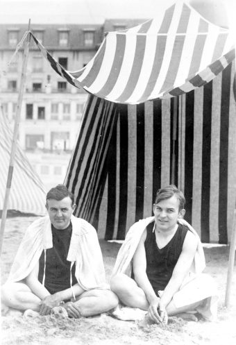 Russell and F.O. "Matty" Mathiessen on the beach at Normandy, 1925